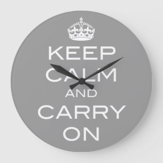 Keep Calm and Carry On Wall Clock - ANY COLOR Grote Klok