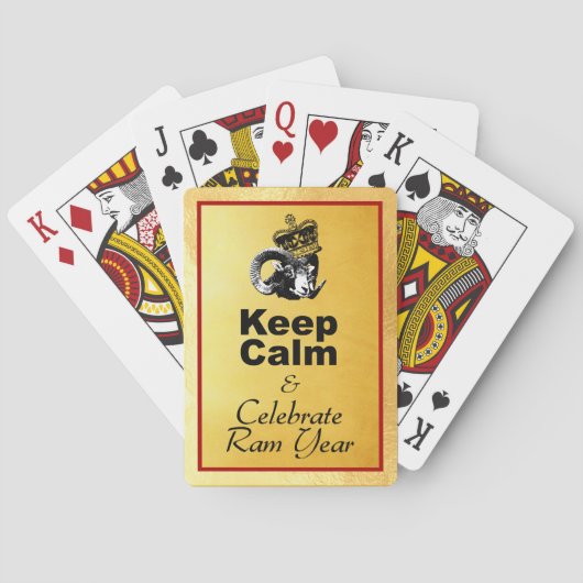 Keep Calm and Celebrate Ram Year 2027 Pokerkaarten (Achterkant)