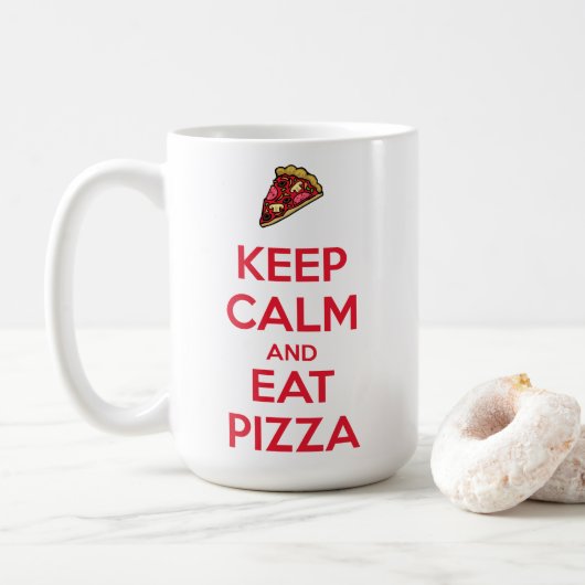 Keep Calm and Eat Pizza 2 Koffiemok (Met donut)