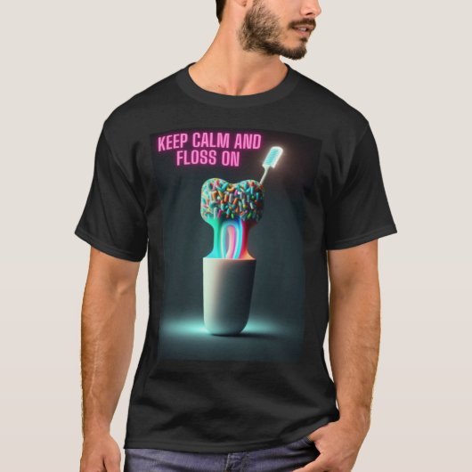Keep Calm and Floss On Dentist T-shirt (Voorkant)
