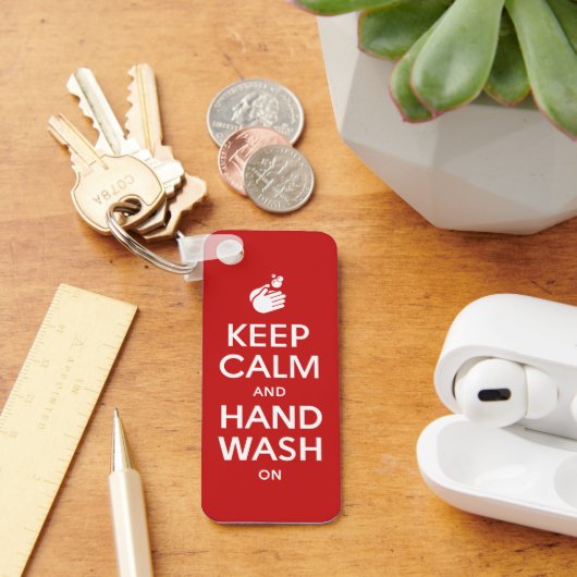 Keep Calm And Hand Wash On - Washing Hygiene Flu   Sleutelhanger (Bureau)