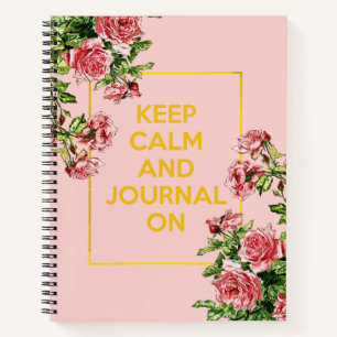 Keep Calm and Journal On Gold Pink  Journal Notitieboek