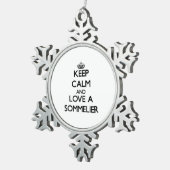 Keep Calm and Love a Sommelier Tin Sneeuwvlok Ornament (Rechts)
