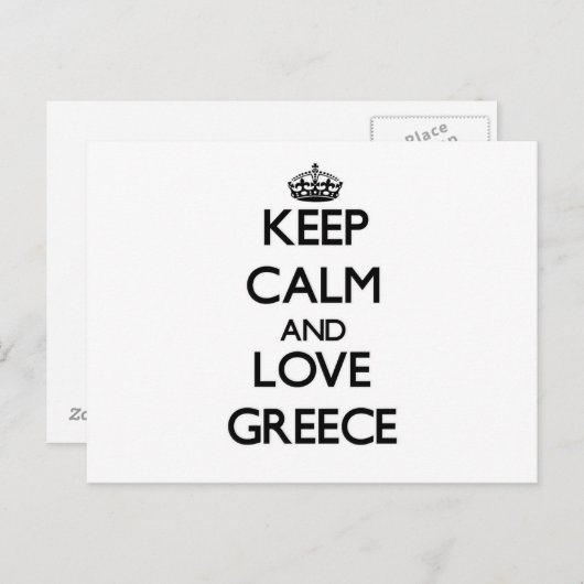 Keep Calm and Love Greece Briefkaart (Voorkant / Achterkant)