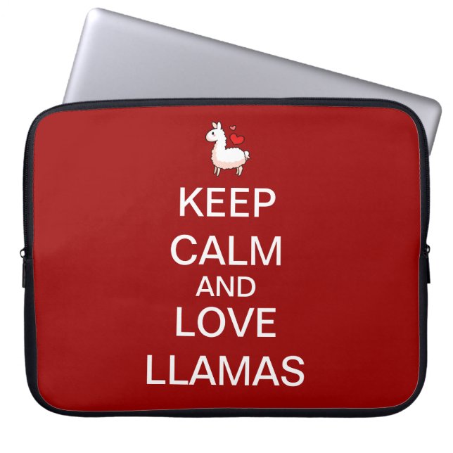 Keep Calm and Love Llamas Laptop Sleeve (Voorkant)