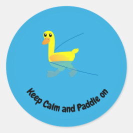 Keep Calm and Paddle On Cute Motivational Ducks Ronde Sticker