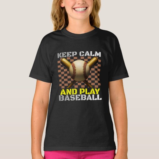 keep calm and play baseball t-shirt (Voorkant)