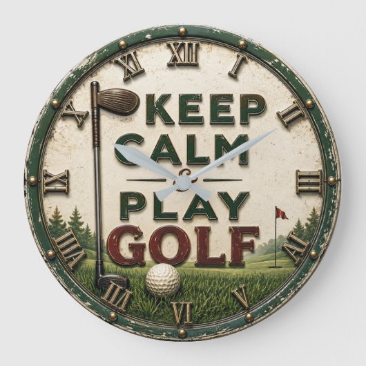 Keep Calm and Play Golf Grote Klok (Voorkant)