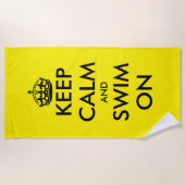 Keep calm and swim on funny yellow beach towel strandlaken (Voorkant)