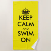 Keep calm and swim on funny yellow beach towel strandlaken (Voorkant)