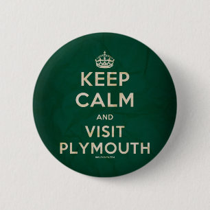 "Keep Calm and Visit Plymouth"-badge Ronde Button 5,7 Cm