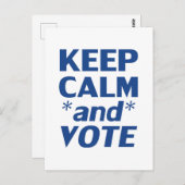 "Keep Calm and Vote" blanc bleu - carte postale (Devant / Derrière)