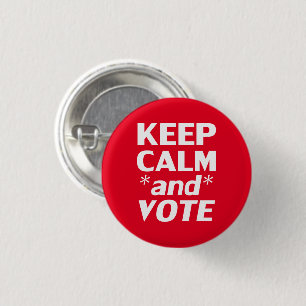 keep calm and vote modern typography white and red ronde button 3,2 cm