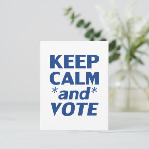 "Keep Calm and Vote" wit blauw - briefkaart