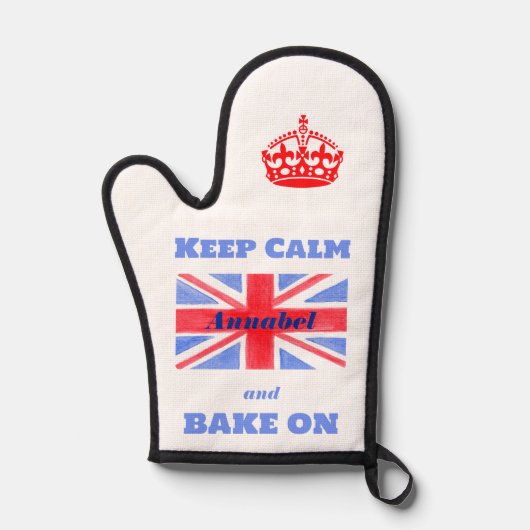 Keep Calm Bake On Union Jack British Flag NAME (Recto)