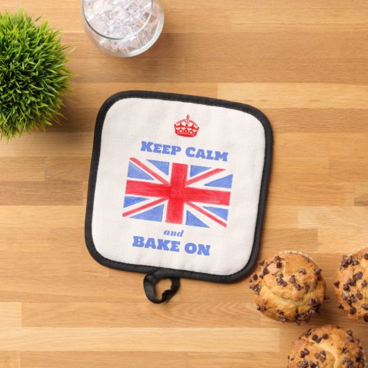Keep Calm Bake On Union Jack British Flag  Pannenlap (Top down)