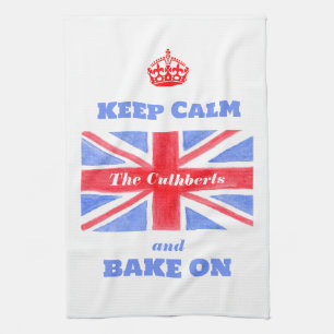 Keep Calm Bake On Union Jack Britse Vlag Theedoek