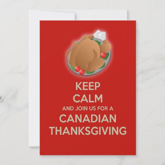 Keep Calm Canadian Thanksgiving Invitation Kaart (Voorkant)