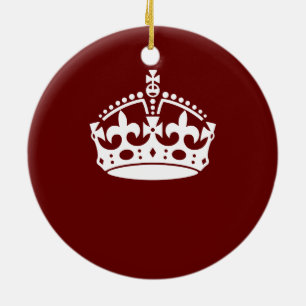 Keep Calm Crown Burgundy Red Accent Keramisch Ornament