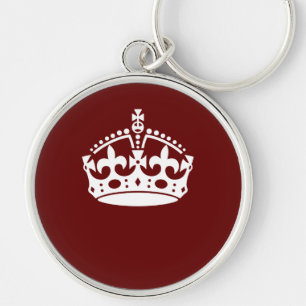 Keep Calm Crown Burgundy Red Accent Sleutelhanger