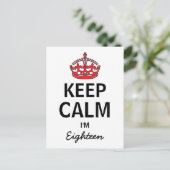 Keep Calm Eighteenth Birthday Invitation Uitnodiging Briefkaart (Staand voorkant)
