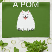 Keep Calm en Hug a Pom - Funny White Pommeren Theedoek (Gevouwen)