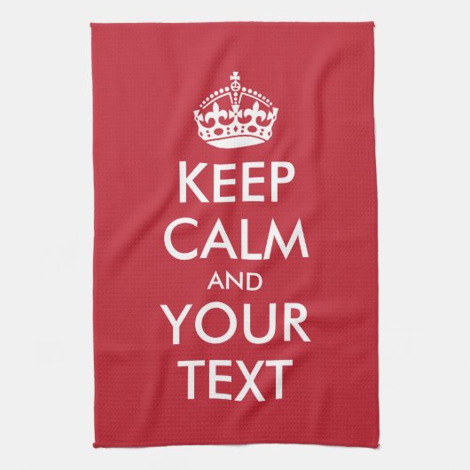 KEEP CALM en JOUW TEKST Theedoek (Verticaal)