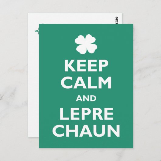 Keep Calm en Leprechaun Briefkaart (Voorkant / Achterkant)