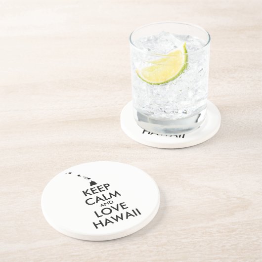KEEP CALM EN LOVE HAWAII ZANDSTEEN ONDERZETTER (Zijkant)