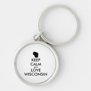 KEEP CALM EN LOVE WISCONSIE SLEUTELHANGER