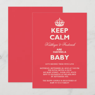 Keep Calm Funny Couples Baby shower Party nodigt u Kaart