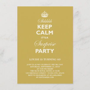 Keep Calm Funny Milestone Surprise Birthday Invite Kaart