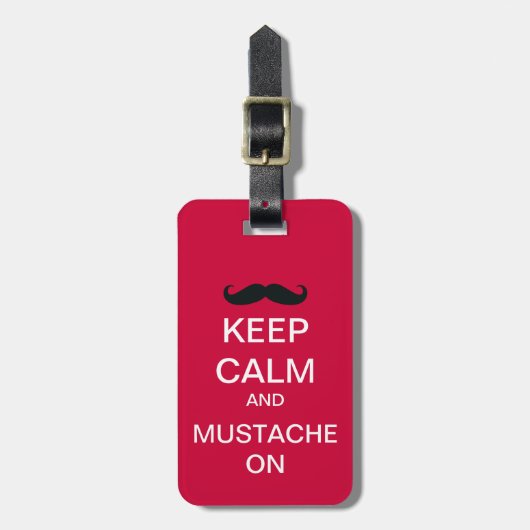Keep Calm Funny Mustache Bagagelabel (Voorkant verticaal)