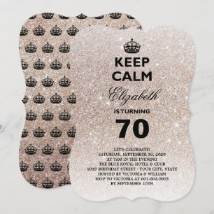 Keep Calm Glitter mijlpaal verjaardagsfeest uitnod Kaart