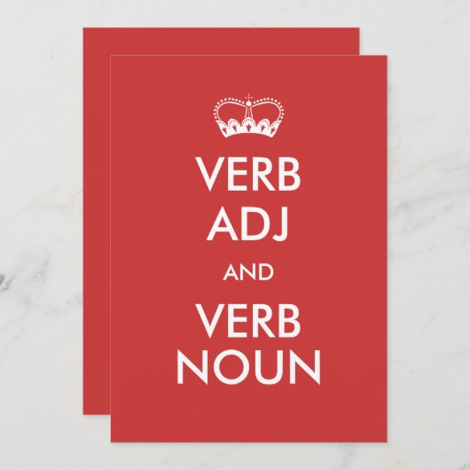  Keep Calm Invitation Style Kaarten (Voorkant / Achterkant)