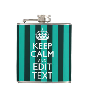  Keep Calm Jouw tekst Turquoise Stripes Heupfles