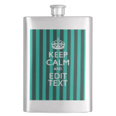  Keep Calm Jouw tekst Turquoise Stripes Heupfles (Voorkant)