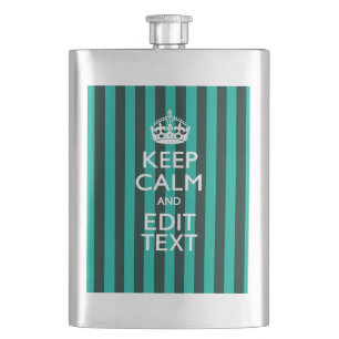  Keep Calm Jouw tekst Turquoise Stripes Heupfles