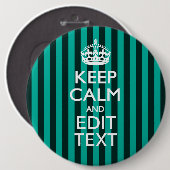  Keep Calm Jouw tekst Turquoise Stripes Ronde Button 6,0 Cm (Voorkant /achterkant)