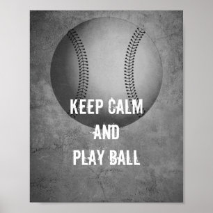 keep calm  quote poster baseball gray and white