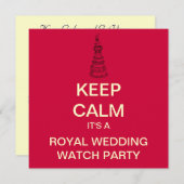 KEEP CALM Royal Wedding Party Invite (Square) Kaart (Voorkant / Achterkant)