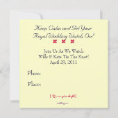 KEEP CALM Royal Wedding Party Invite (Square) Kaart (Achterkant)