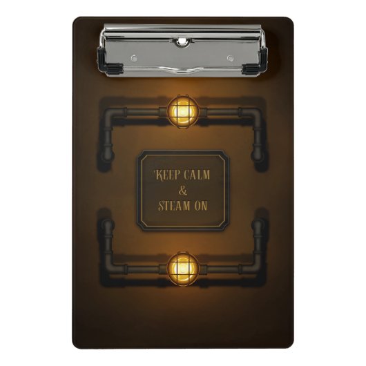 "Keep Calm & Steam On" - Industriële stoompunk Mini Klembord (Voorkant)