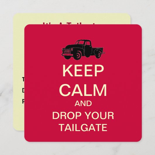 KEEP CALM Tailgate Graduation Party Uitnodiging (Voorkant / Achterkant)