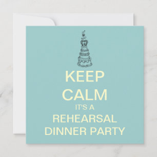 KEEP CALM Wedding Rehearsal Dinner Invite (Aqua) Kaart