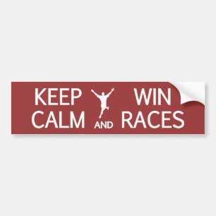 Keep Calm & Win Races aangepaste kleur bumperstick Bumpersticker