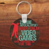 Keep Calm Zombie Apocalypse Funny Gamers Sleutelha Sleutelhanger (Voorkant)