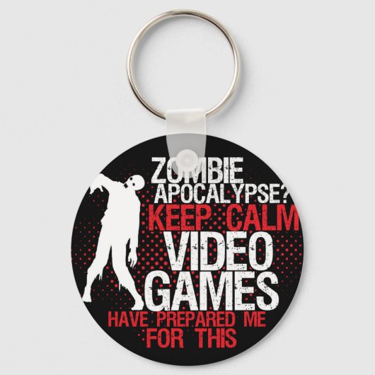 Keep Calm Zombie Apocalypse Funny Gamers Sleutelha Sleutelhanger (Voorkant)