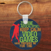 Keep Calm Zombie Apocalypse Funny Gamers Sleutelha Sleutelhanger (Voorkant)