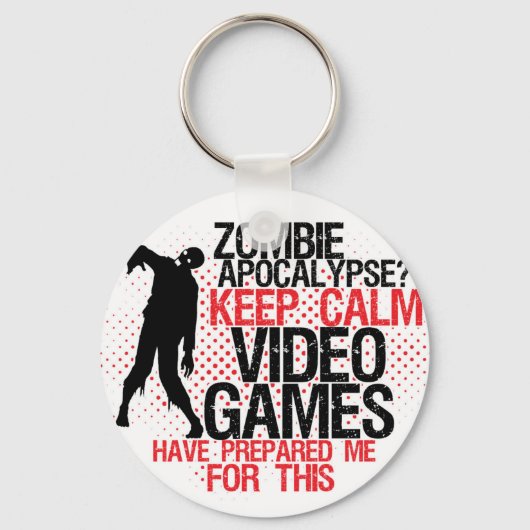 Keep Calm Zombie Apocalypse Funny Gamers Sleutelha Sleutelhanger (Voorkant)